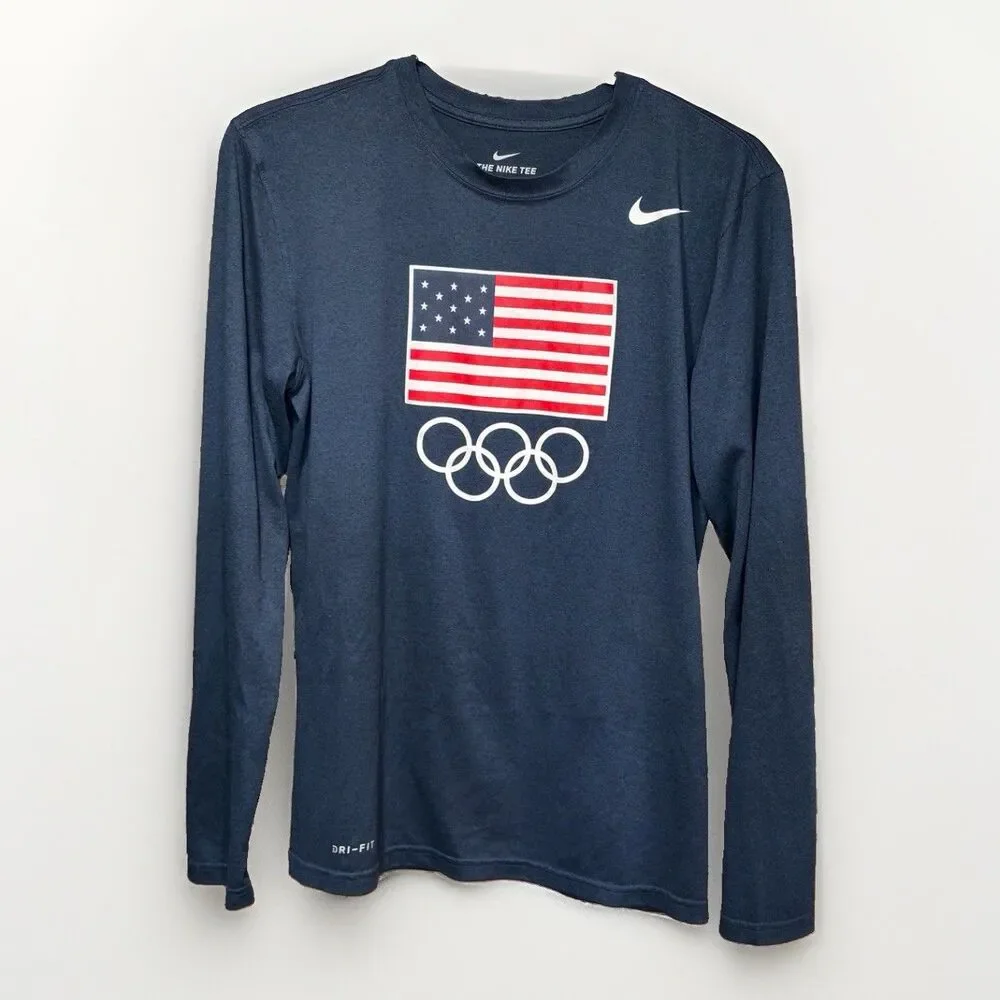 The Nike Tee Athletic Cut Size Small Dri Fit Long Sleeve Layering Top Olympic